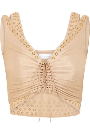 Paco rabanne Eyelet-embelishmet layered crop top