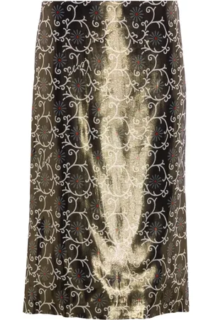 Kenzo Floral-print lamé pencil skirt