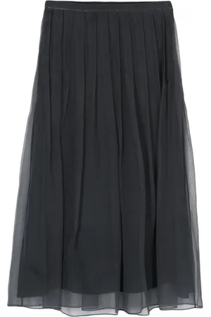 Brunello Cucinelli Organza plated midi skirt