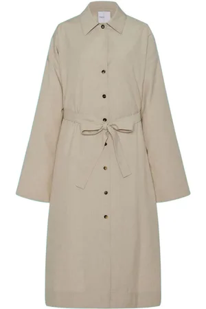 ROSETTA GETTY Spread-collar belted trench coat