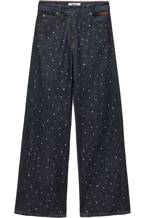 Msgm Rhinestone-embellished wide-leg jeans