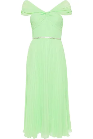 Self-Portrait Off-shoulder pleated midi dress