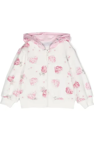 MONNALISA Floral-heart printed zipped hoodie