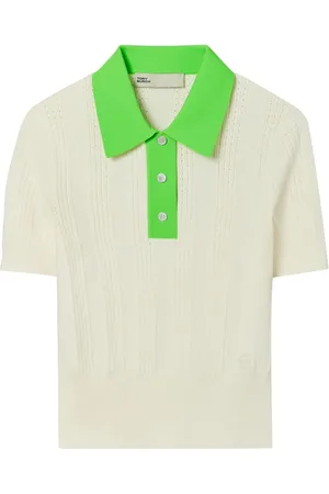 Tory Burch Pointelle-knit polo sweater