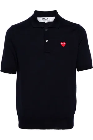 Comme des Garçons Heart-patch wool polo shirt