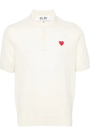 Comme des Garçons Heart-patch wool polo shirt