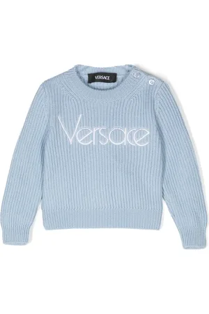 VERSACE Logo-embroidered virgin wool jumper