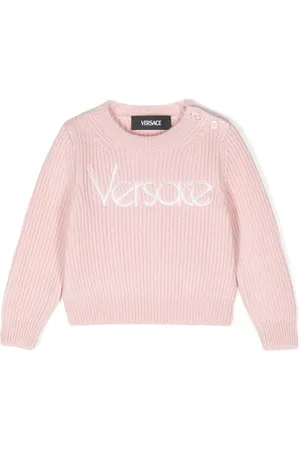 VERSACE Embroidered-logo knitted jumper