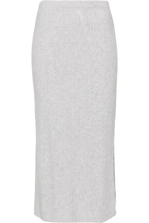 Twin-Set Lurex ribbed-knit skirt