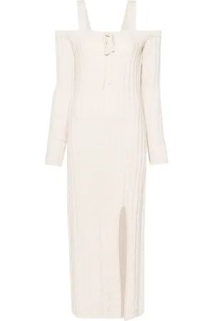 Twin-Set Cold-shoulder ribbed-knit dress