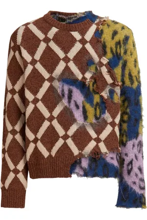 Marni Distressed-effect colour-block jumper