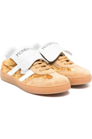 MONNALISA Rhinestone-logo velvet sneakers