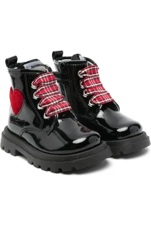 MONNALISA Heart-appliqué leather boots