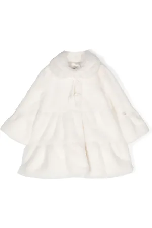 MONNALISA Faux-shearling bow-detail coat