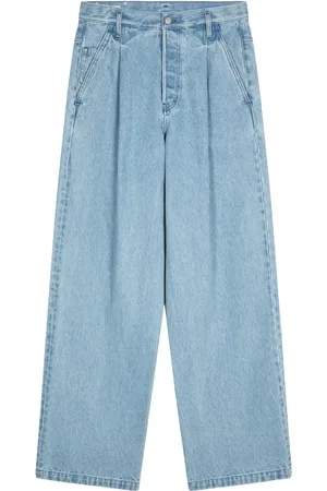 DRIES VAN NOTEN Pleated wide-leg denim trousers