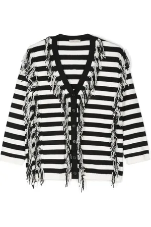 Twin-Set Fringed striped cardigan
