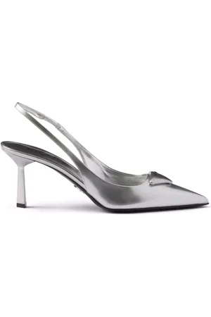 Prada 75mm metallic leather pumps