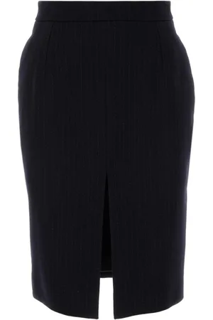 Saint Laurent Striped-wool midi skirt
