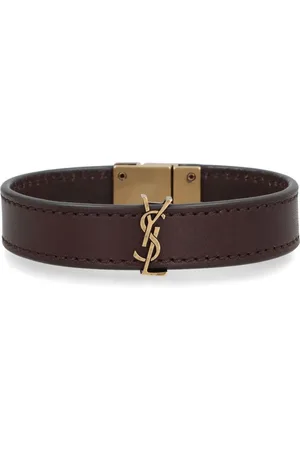 Saint Laurent Logo-plaque leather bracelet