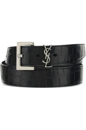 Saint Laurent Monogram crocodile-embossed belt