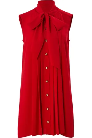 Carolina Herrera Pintuck tie-neck mini dress