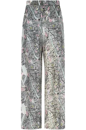 Fendi Map-print silk trousers