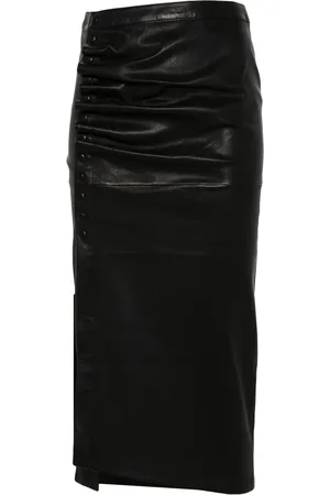 Paco rabanne Gathered-detail leather skirt