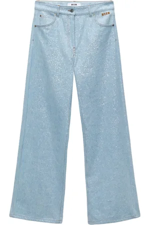 Msgm Logo-appliqué wide-leg jeans