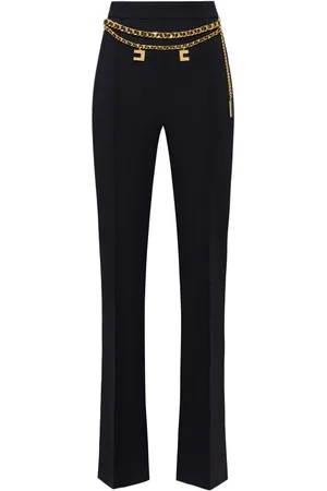 Elisabetta Franchi Belted crepe palazzo trousers