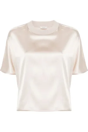 PESERICO SIGN Crew-neck satin blouse