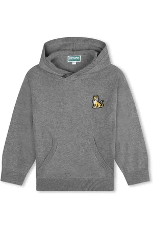 Kenzo Tiger-appliqué knitted hoodie