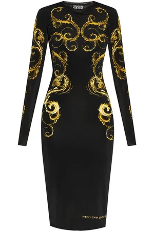 VERSACE Watercolour Couture-print midi dress