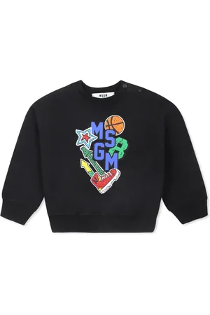 Msgm Logo-printed buttoned shoulder sweatshirt