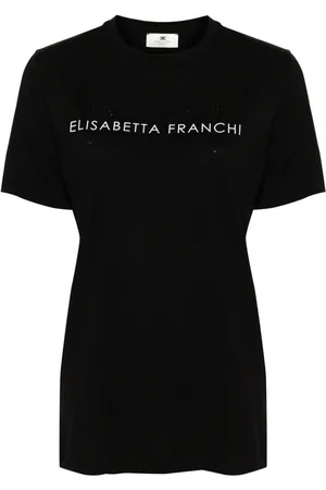 Elisabetta Franchi Rhinestones-logo jersey T-shirt