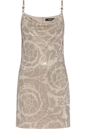 VERSACE Crystal Barocco slip mini dress