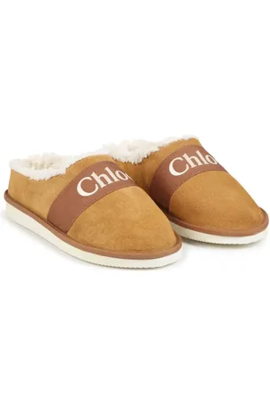 Chloé Logo-print strap fleece-texture slippers