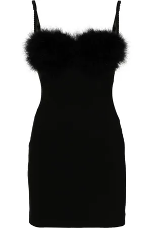 BLUMARINE Faux-fur detail mini dress