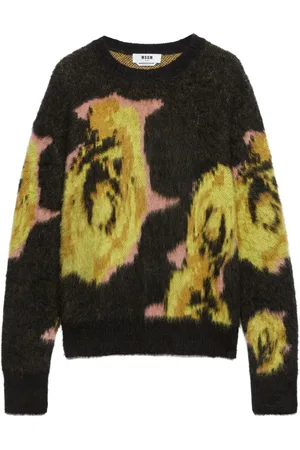 Msgm Rose intarsia print jumper