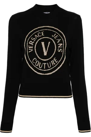 VERSACE V-Emblem wool jumper