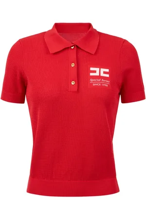 Elisabetta Franchi Mesh knit polo shirt
