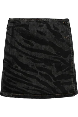 Ganni Zebra-print denim miniskirt