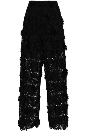 GIUSEPPE DI MORABITO Floral lace-embroidered trousers