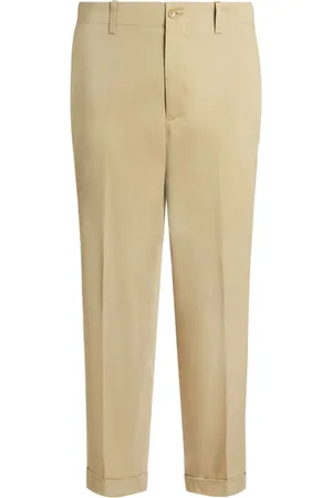 Etro Embroidered-logo cotton chino trousers