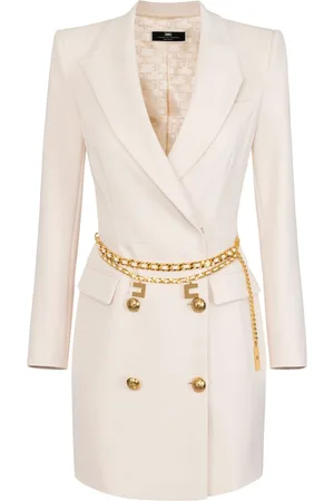 Elisabetta Franchi Belted crêpe blazer dress