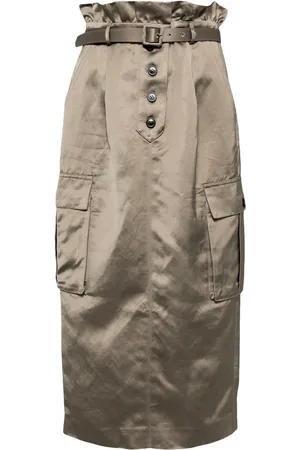 Self-Portrait Satin cargo midi skirt