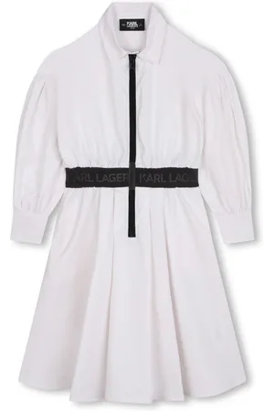 Karl Lagerfeld Logo-waistband ballon-sleeves dress