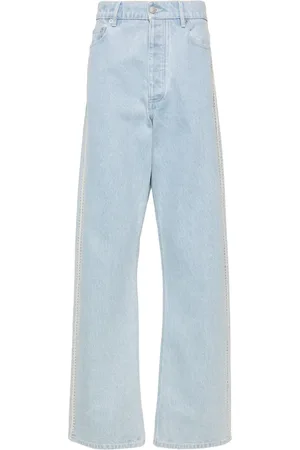 Nanushka Crochet-detailed straight-leg jeans