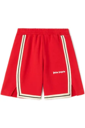 Palm Angels Striped-trimmed cotton track shorts