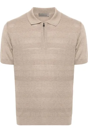 corneliani Ribbed-knit polo shirt