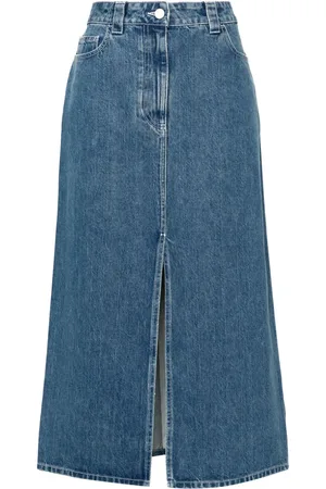 SUNNEI Logo-patch denim skirt